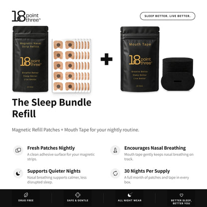 The Sleep Bundle Refill — fresh patches nightly plus Mouth Tape, 30 nights per supply